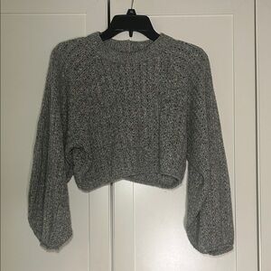 Zara Gray Knit Cropped Sweater